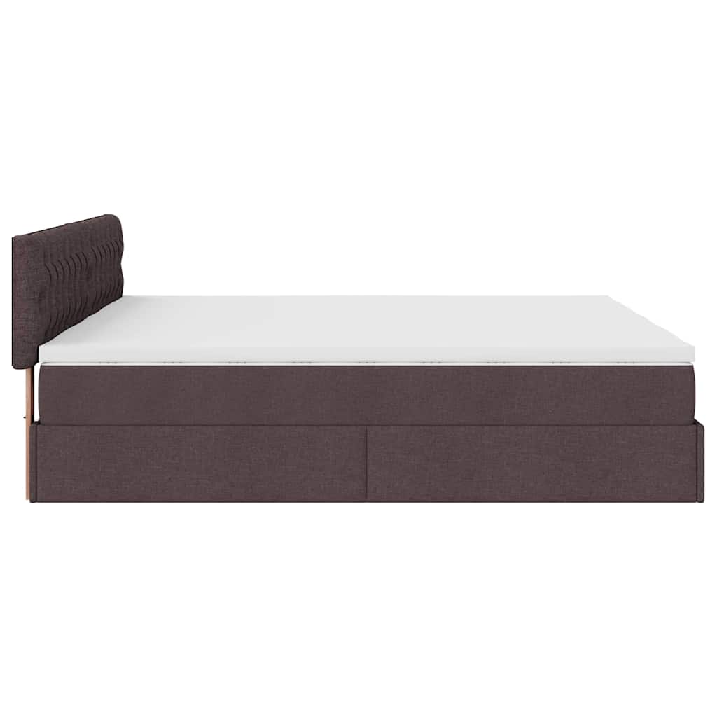 Ottoman-Bett mit Matratzen & LEDs Dunkelbraun 200x200 cm Stoff