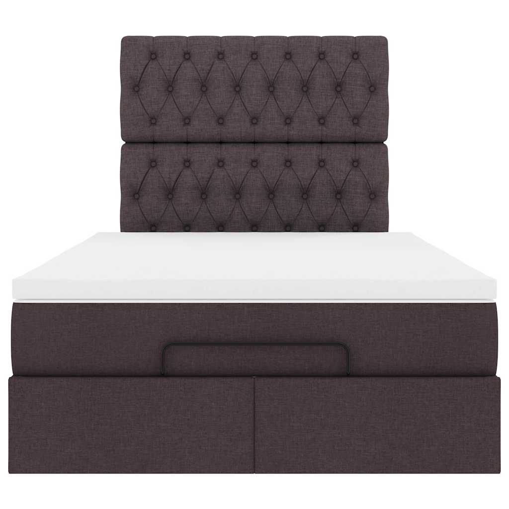 Ottoman-Bett mit Matratze & LEDs Dunkelbraun 120x200 cm Stoff