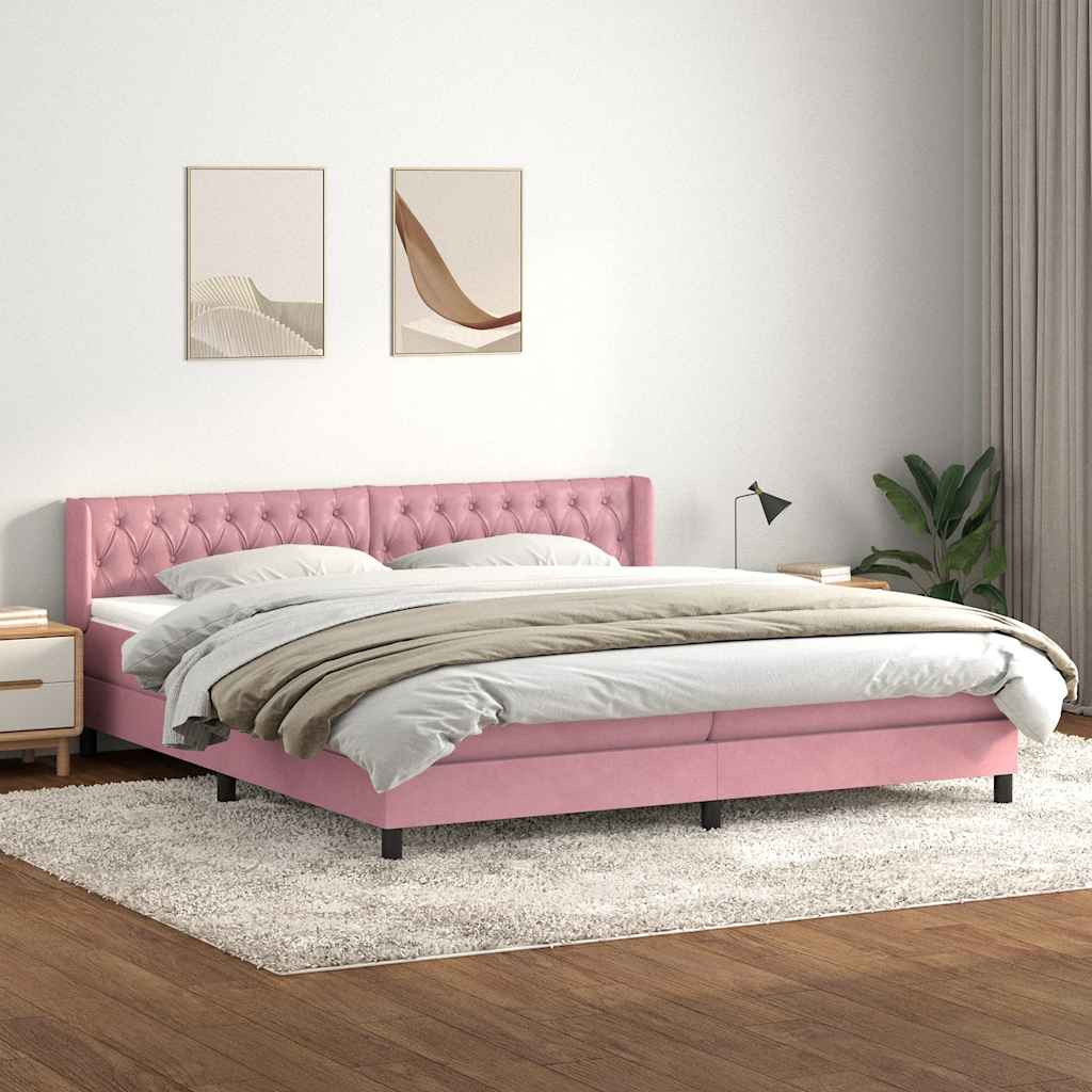 Boxspringbett mit Matratze Rosa 180x220 cm Samt