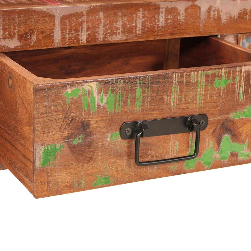 Konsolentische Set von 2 mit Schubladen, Buntes Massivholz Reclaimed