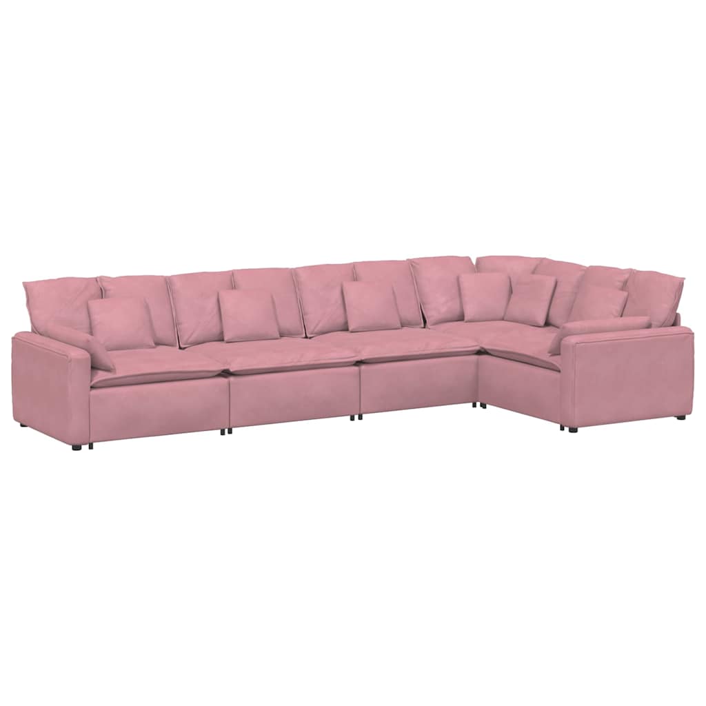 Modulares Sofa mit Kissen Samt Rosa