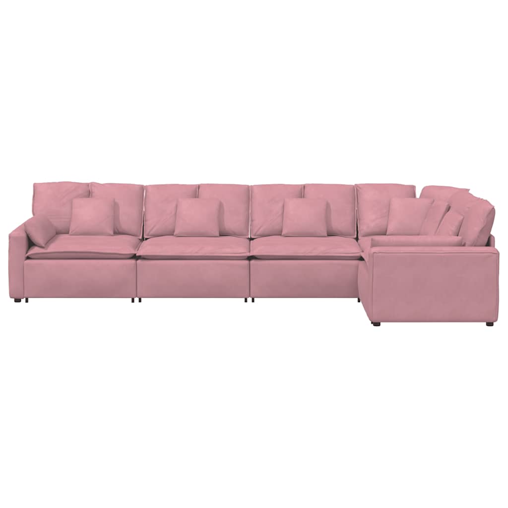 Modulares Sofa mit Kissen Samt Rosa
