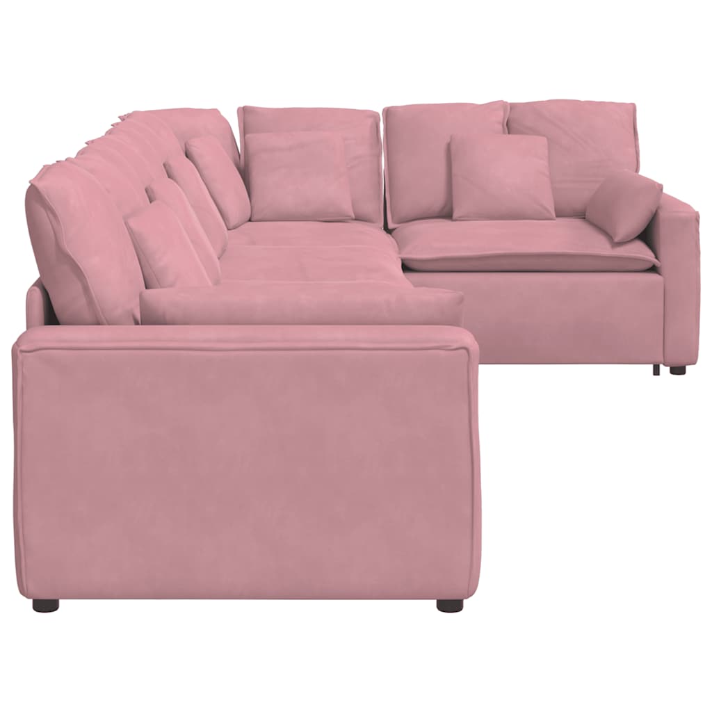 Modulares Sofa mit Kissen Samt Rosa