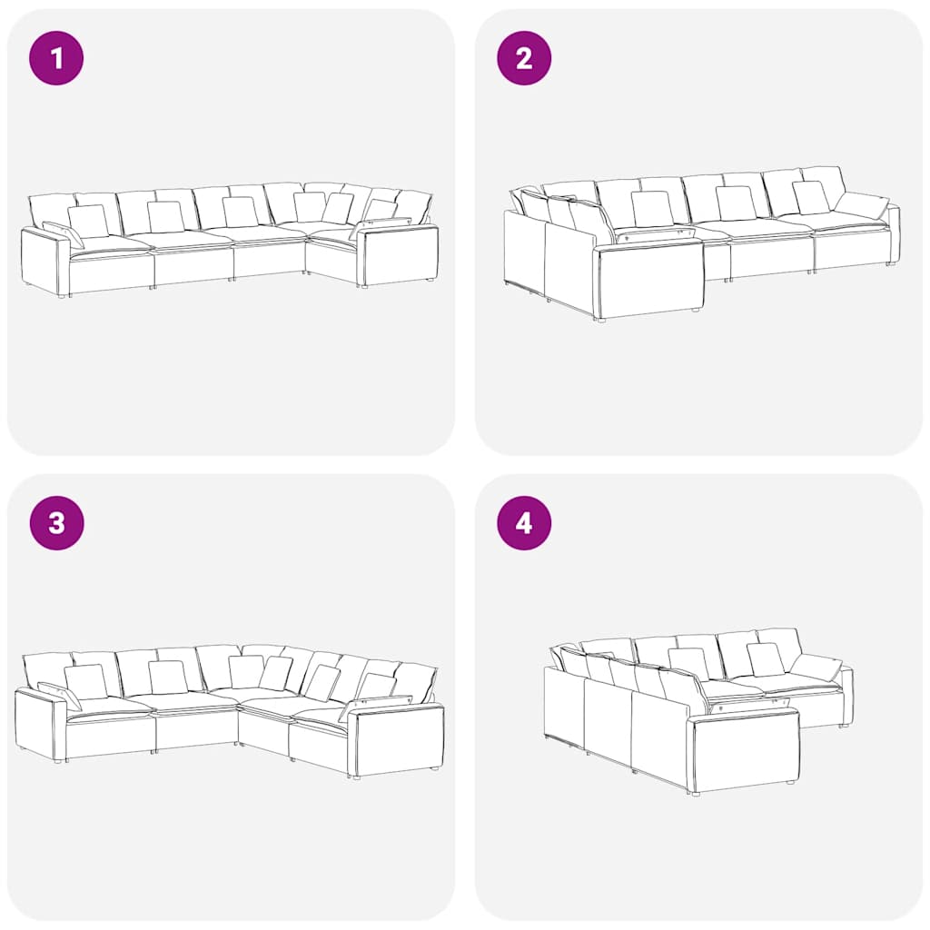 Modulares Sofa mit Kissen Samt Rosa