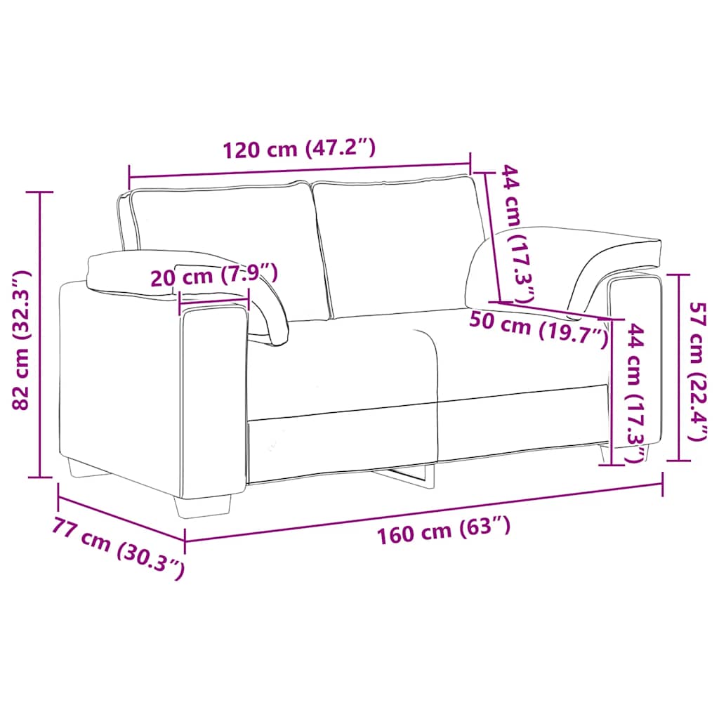 Zweisitzer-Sofa Dunkelgrau 120 cm Samt