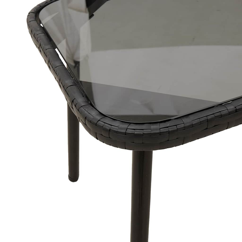 2-tlg. Garten-Essgruppe mit Kissen Schwarz Poly Rattan