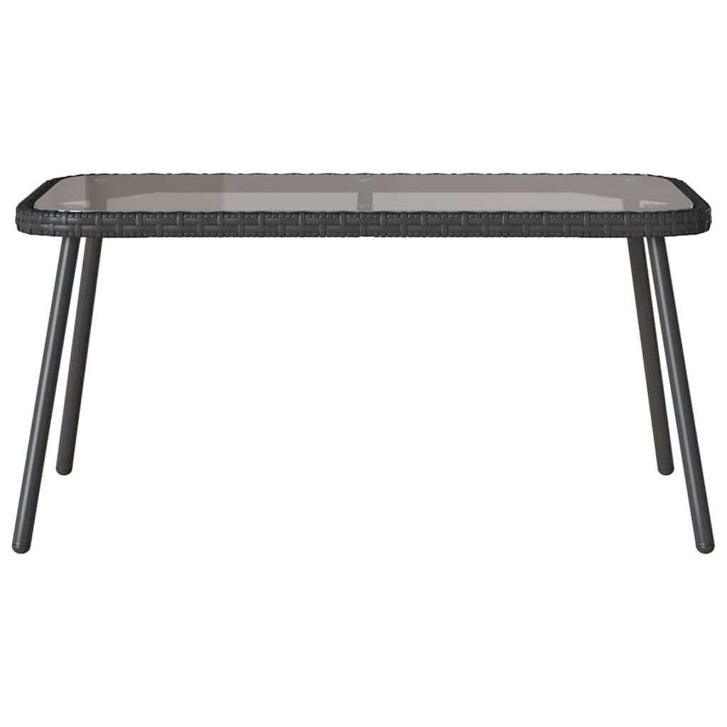 2-tlg. Garten-Essgruppe mit Kissen Schwarz Poly Rattan