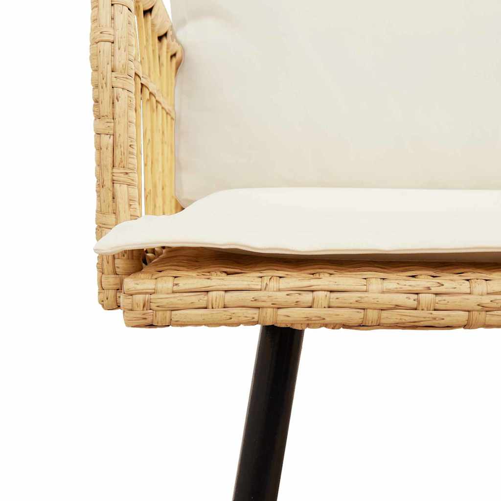 2-tlg. Garten-Essgruppe mit Kissen Natur Poly Rattan