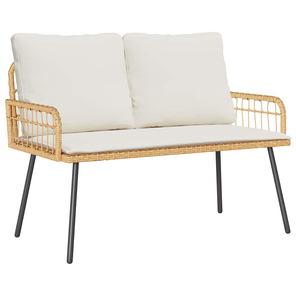 2-tlg. Garten-Essgruppe mit Kissen Natur Poly Rattan