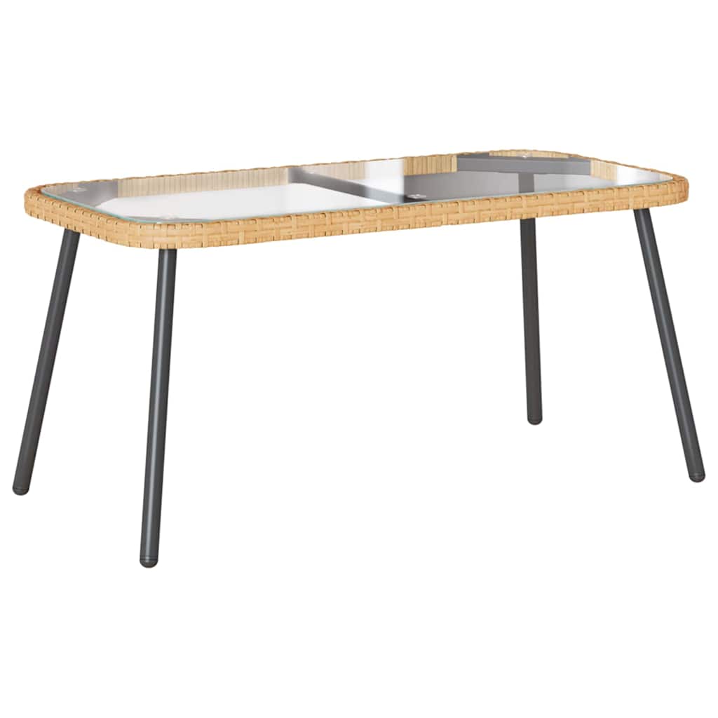 2-tlg. Garten-Essgruppe mit Kissen Natur Poly Rattan