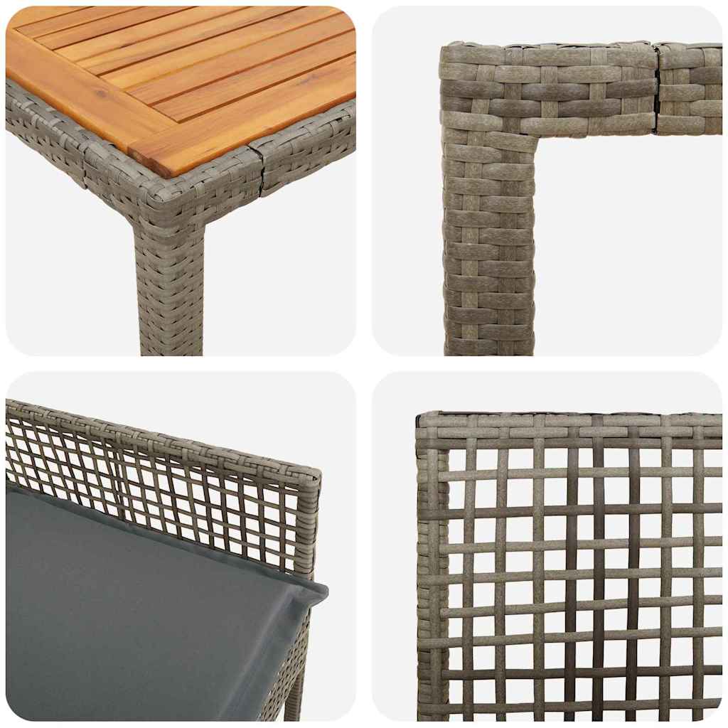 3-teiliges Gartenset mit Kissen in grau aus Poly Rattan