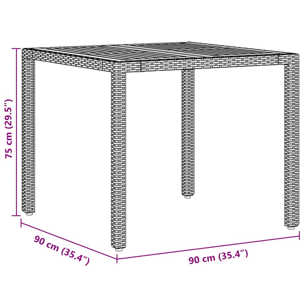 3-teiliges Garten-Essset mit Kissen Beige Poly Rattan