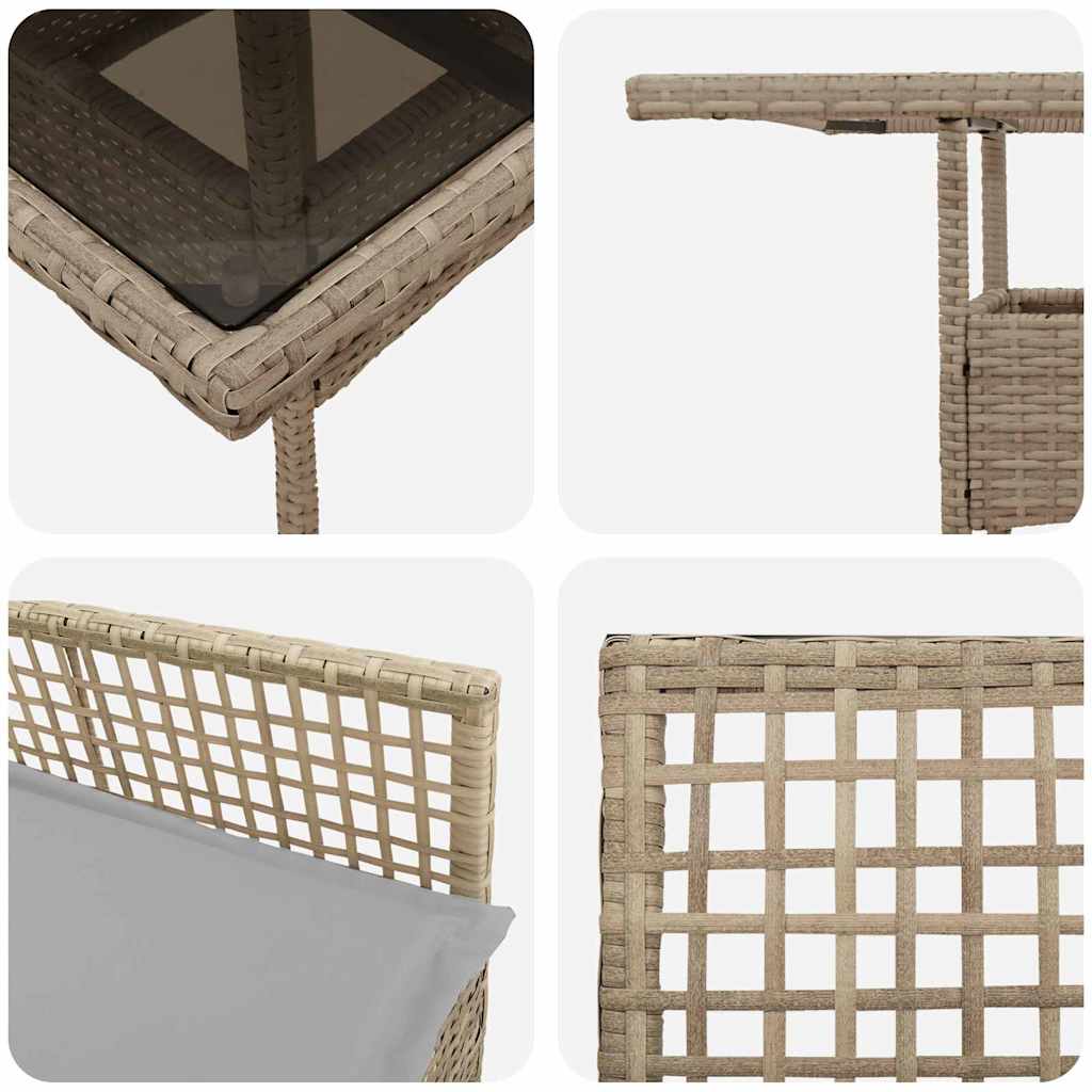 3-tlg. Garten-Essgruppe Beige Poly Rattan