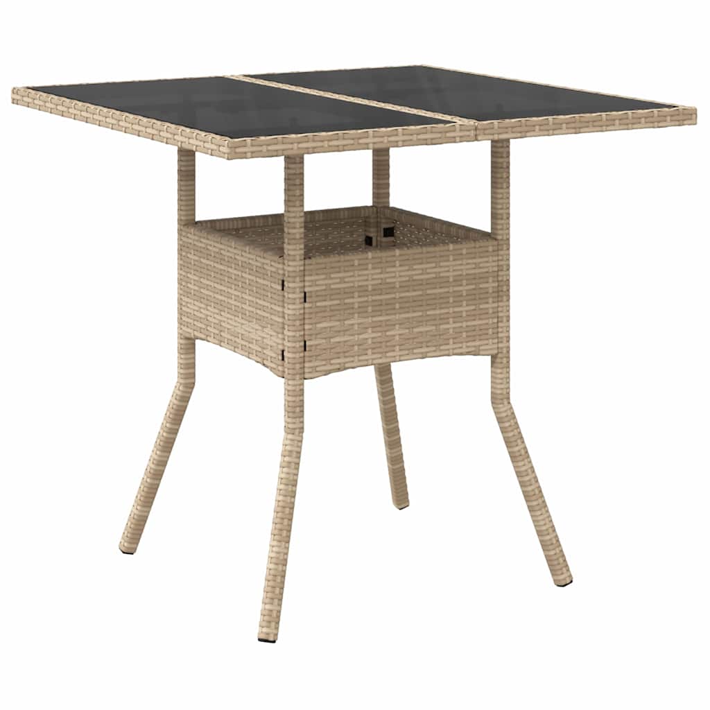 3-teiliges Garten Essset in Beige aus Poly Rattan