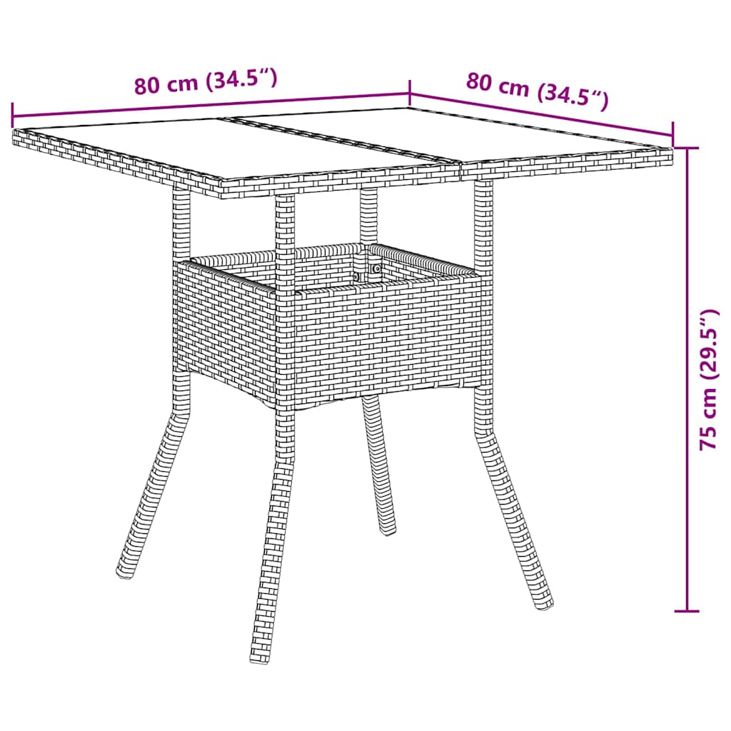 3-teiliges Garten Essset in Beige aus Poly Rattan