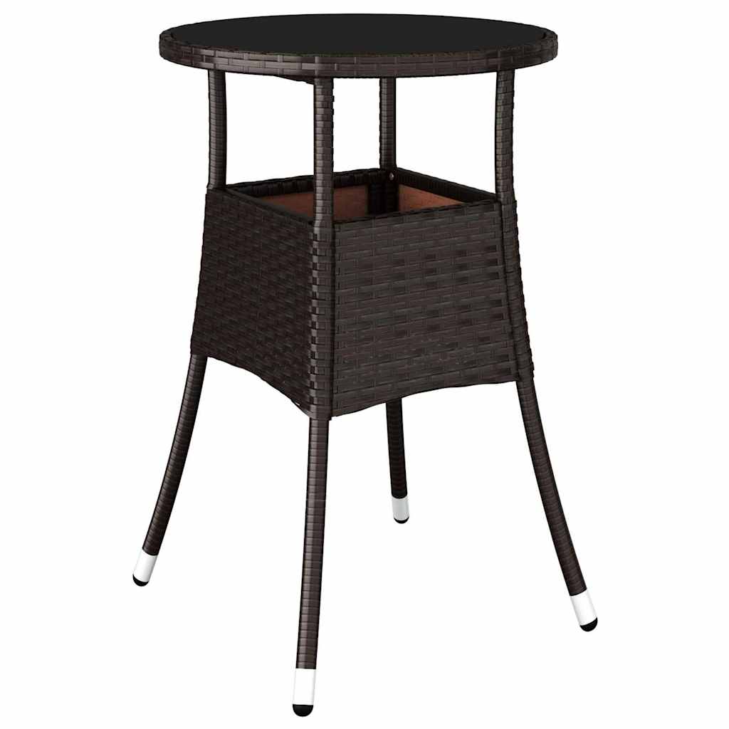 3-tlg. Garten-Essgruppe Braun Poly Rattan