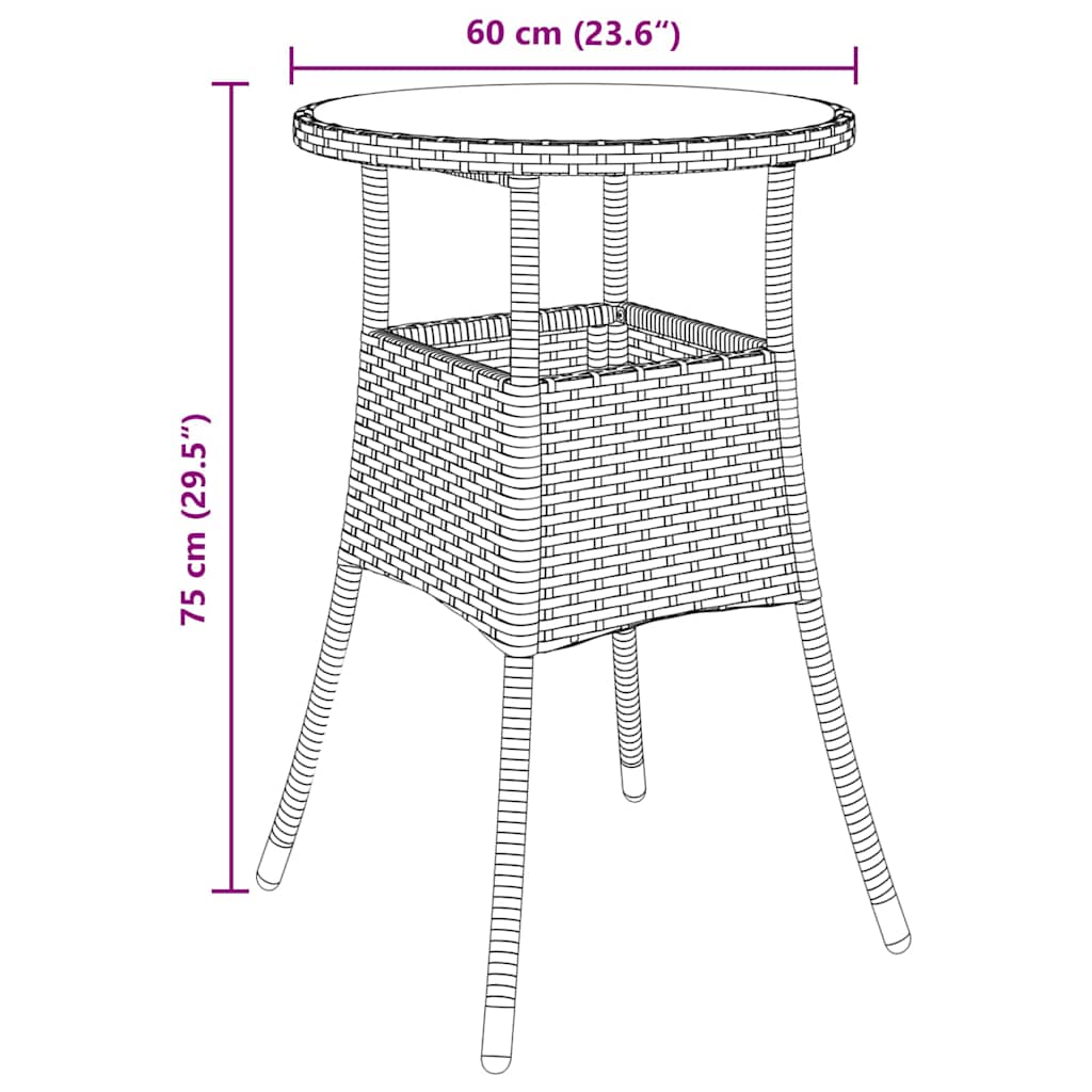 3-tlg. Garten-Essgruppe Braun Poly Rattan