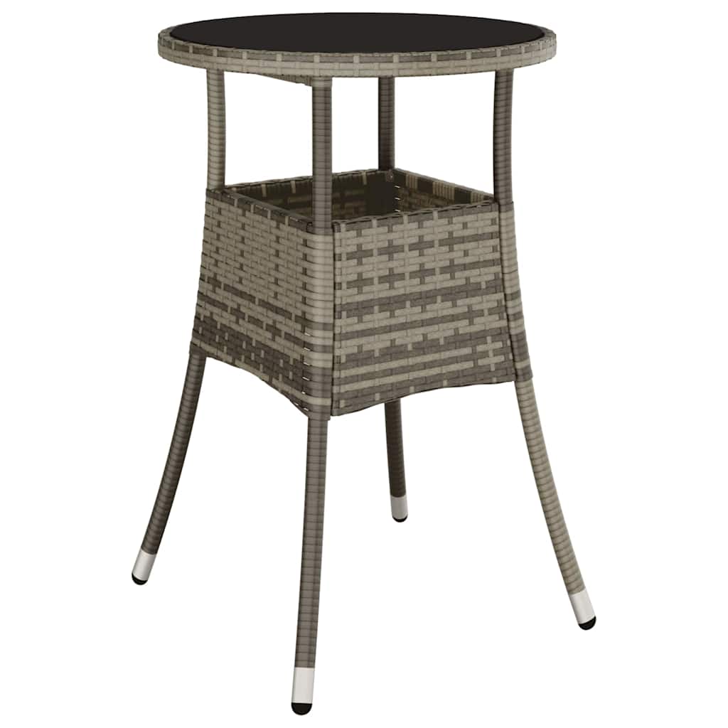 3-tlg. Garten-Essgruppe Grau Poly Rattan