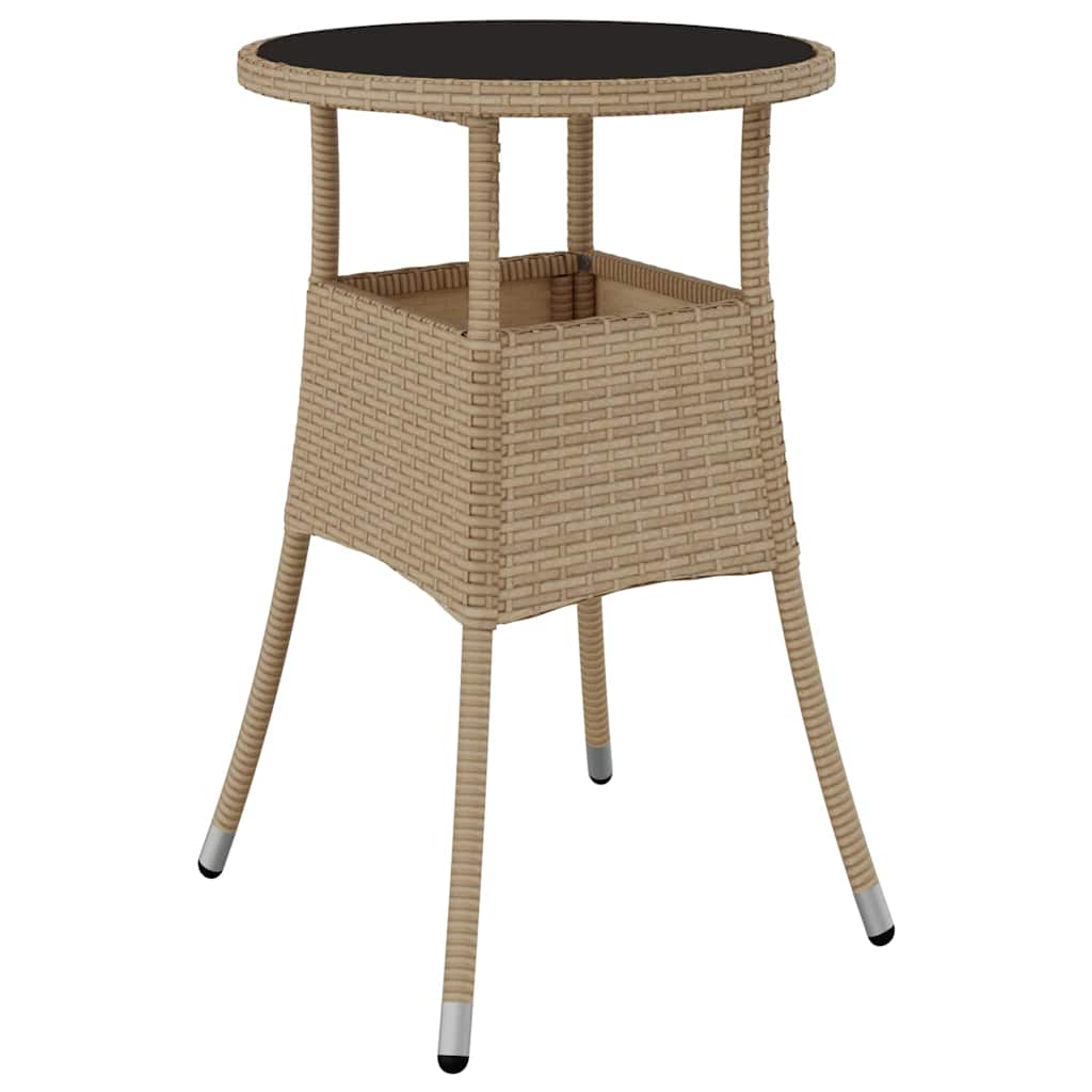 3-tlg. Garten-Essgruppe Beige Poly Rattan