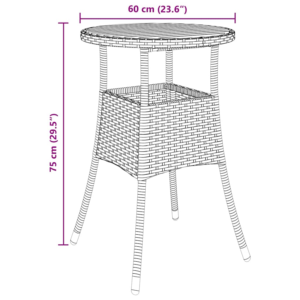 3-tlg. Garten-Essgruppe Grau Poly Rattan