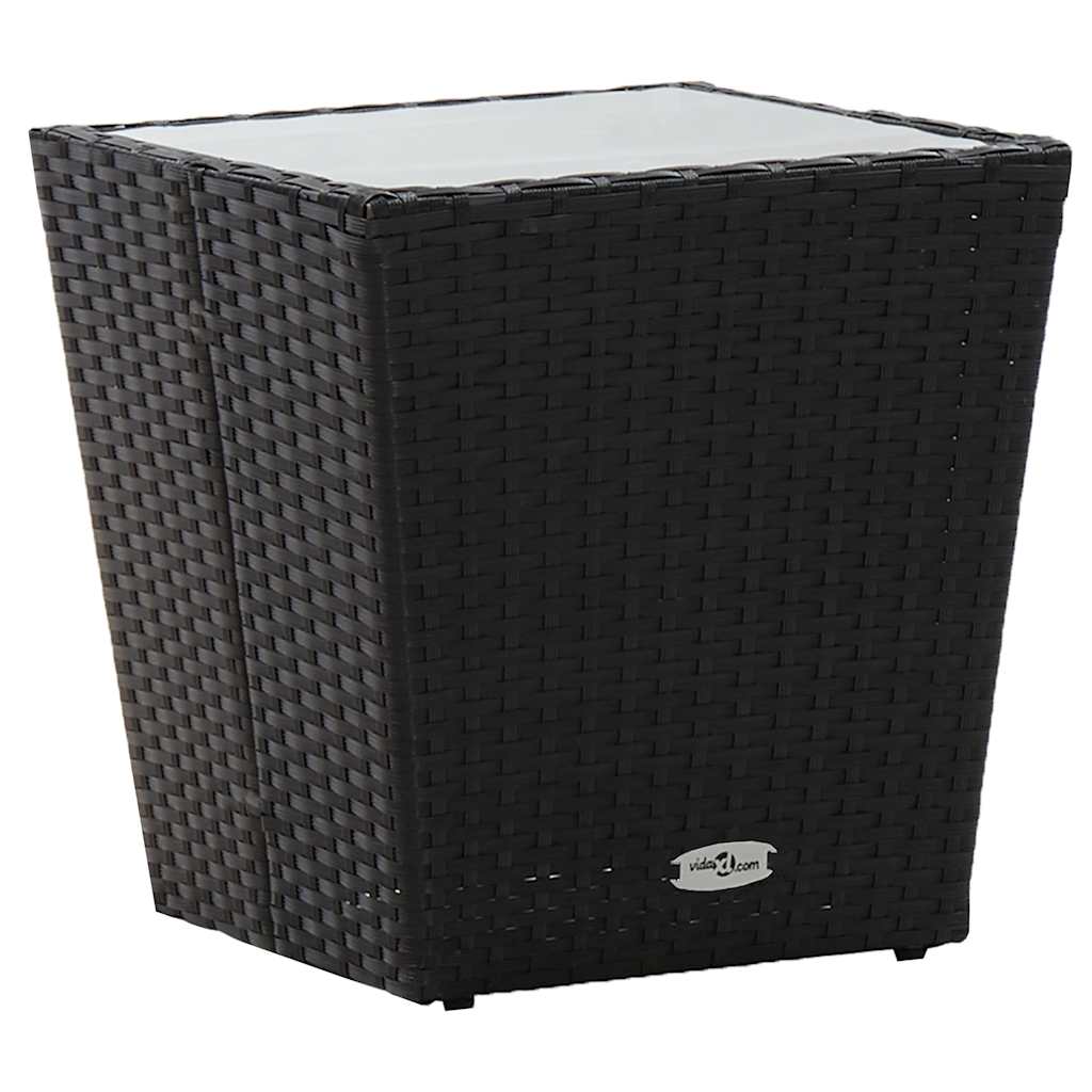 3-tlg. Garten-Bistroset mit Kissen Schwarz Poly Rattan