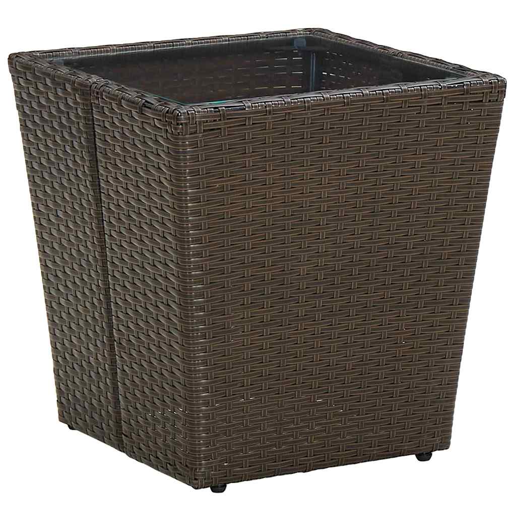 3-tlg. Garten-Bistroset mit Kissen Braun Poly Rattan