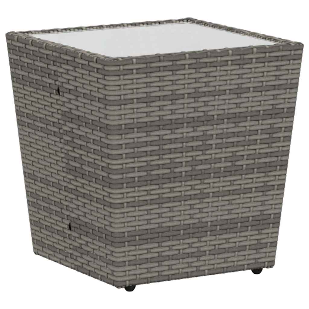 3-tlg. Garten-Bistroset mit Kissen Grau Poly Rattan