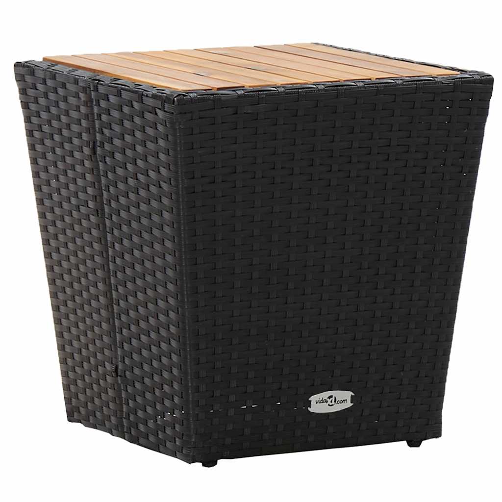 3-tlg. Garten-Bistroset mit Kissen Schwarz Poly Rattan