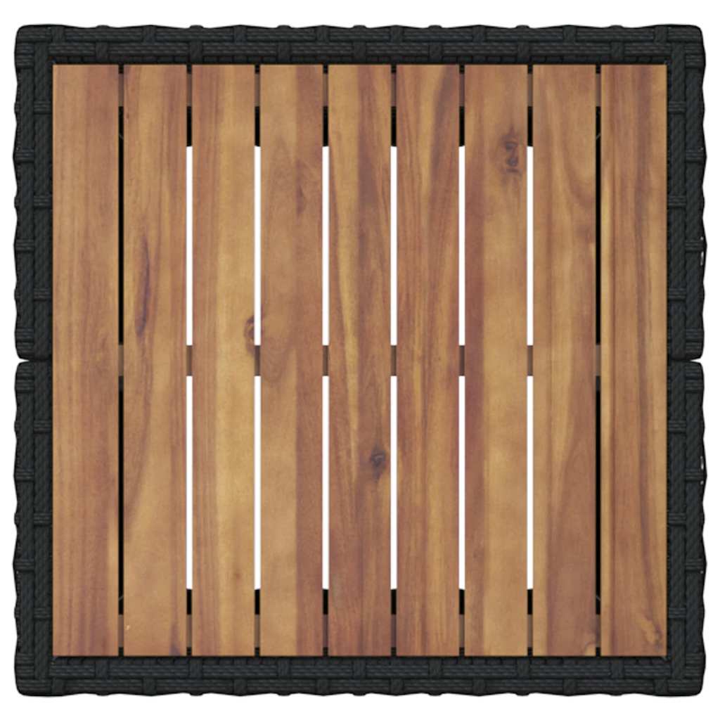 3-tlg. Garten-Bistroset mit Kissen Schwarz Poly Rattan