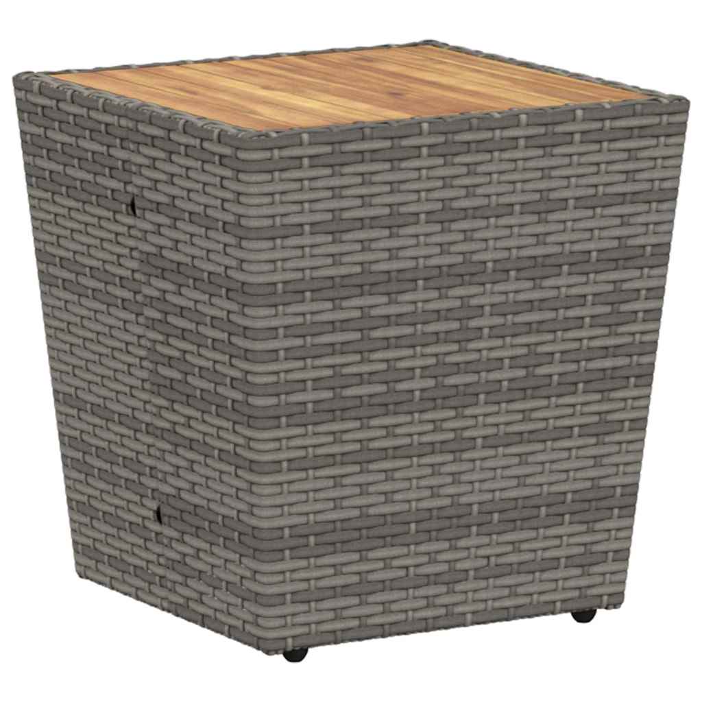 3-tlg. Garten-Bistroset mit Kissen Grau Poly Rattan