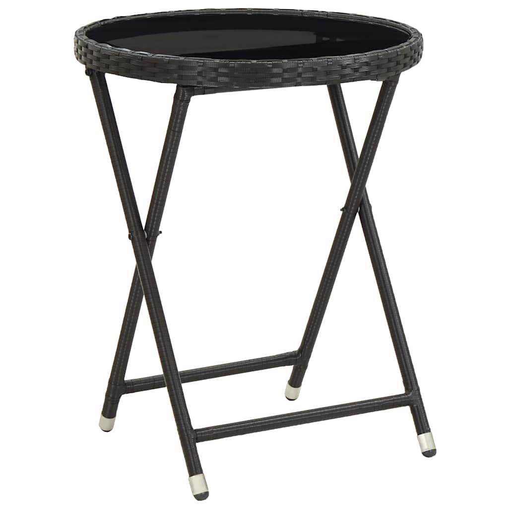 3-tlg. Garten-Bistroset mit Kissen Schwarz Poly Rattan