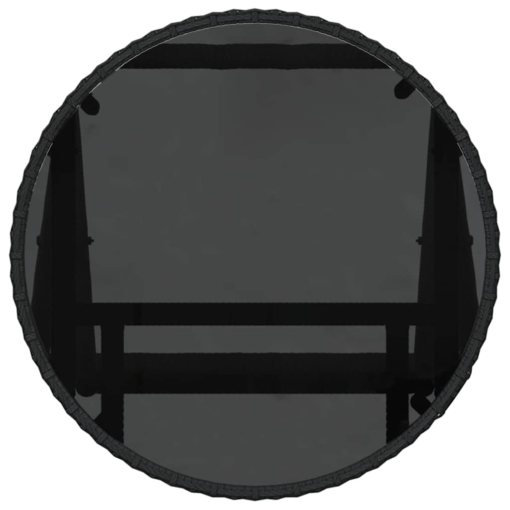 3-tlg. Garten-Bistroset mit Kissen Schwarz Poly Rattan
