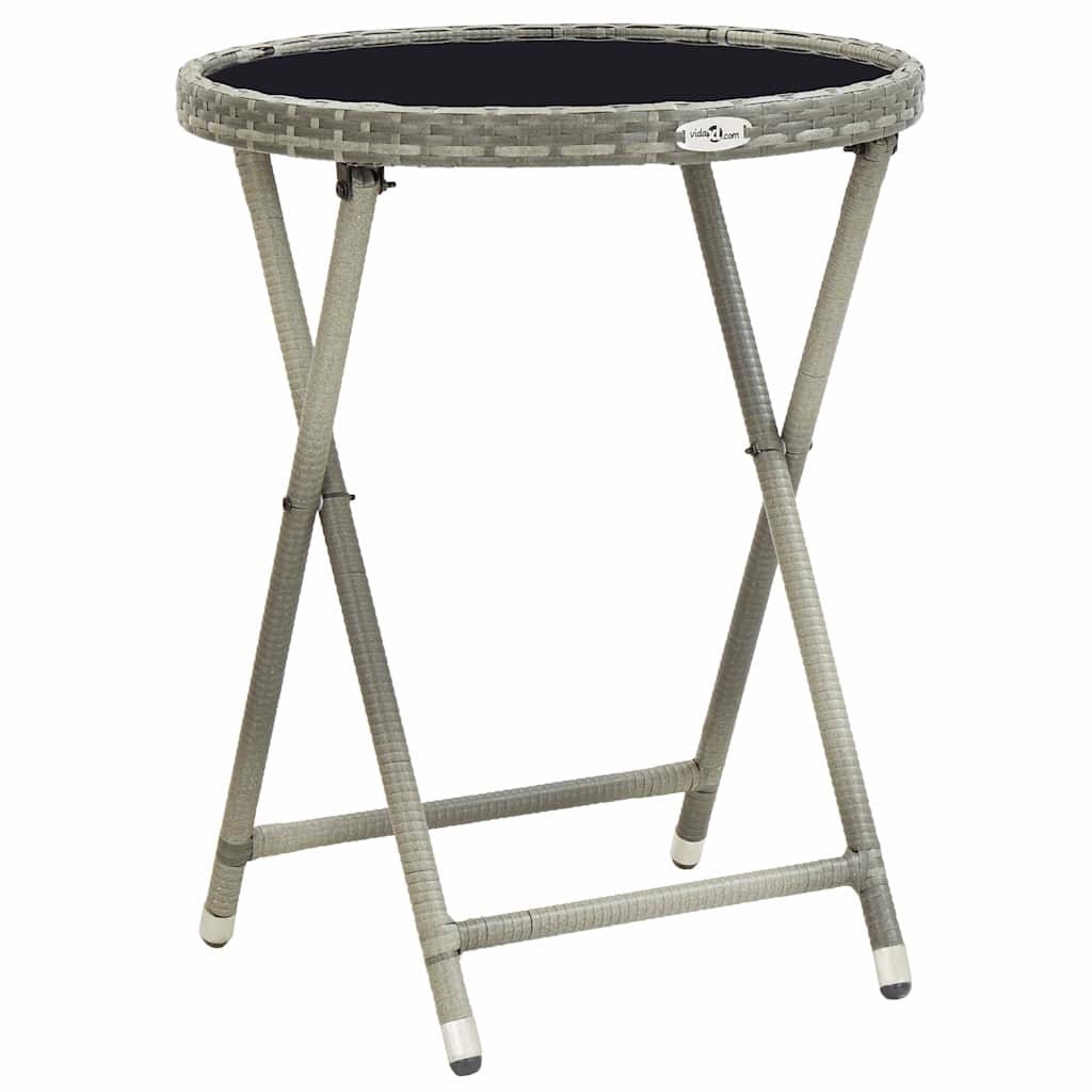 3-tlg. Garten-Bistroset mit Kissen Grau Poly Rattan