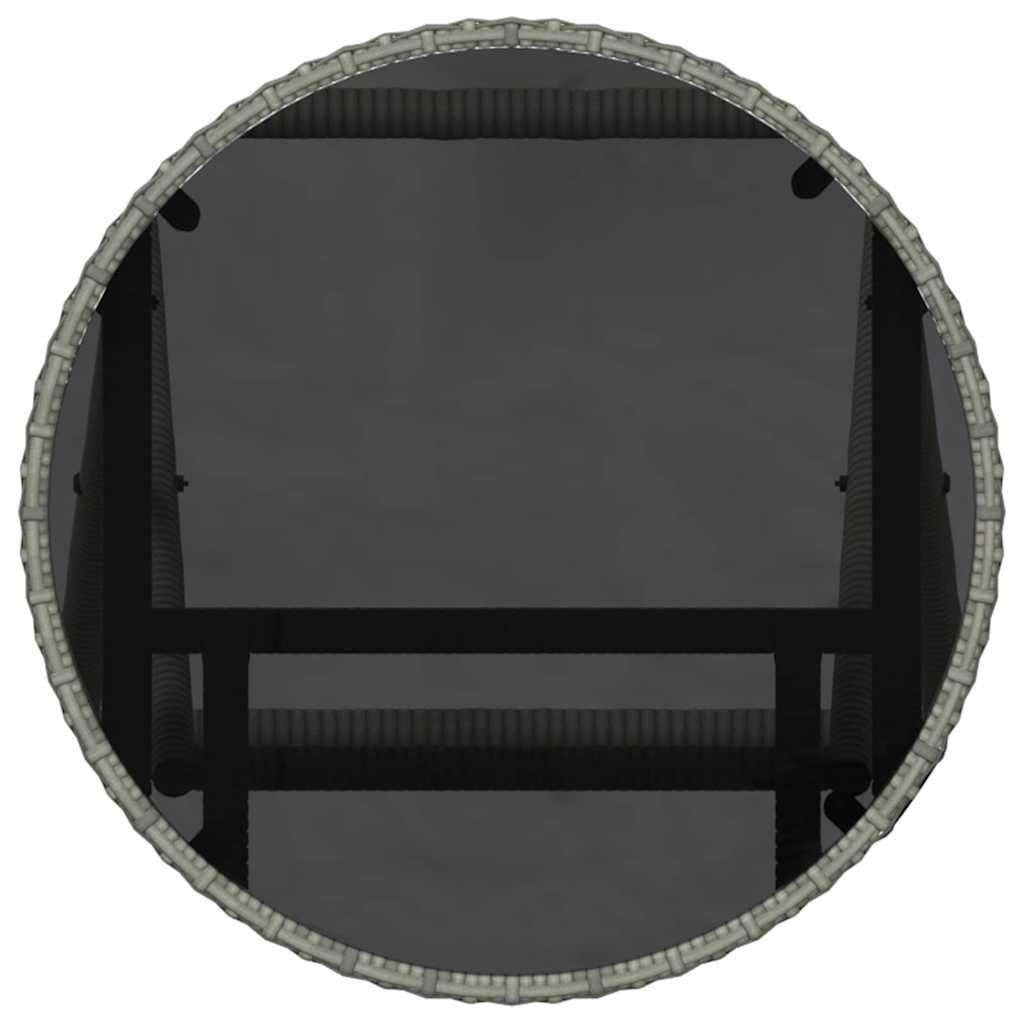 3-tlg. Garten-Bistroset mit Kissen Grau Poly Rattan
