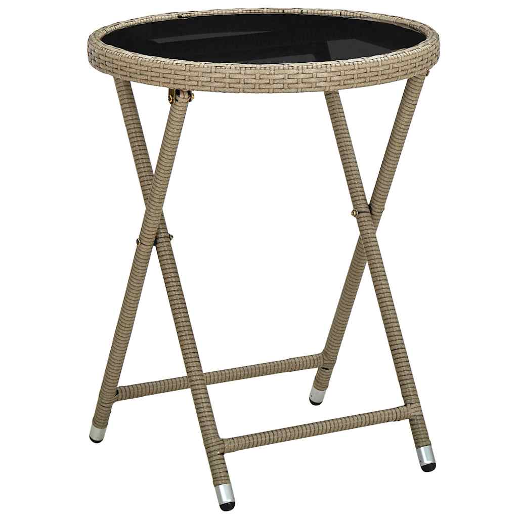 3-tlg. Garten-Bistroset mit Kissen Beige Poly Rattan