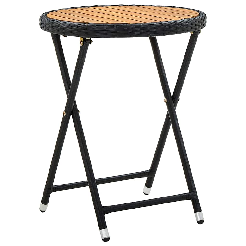 3-tlg. Garten-Bistro-Set mit Kissen Schwarz Poly Rattan