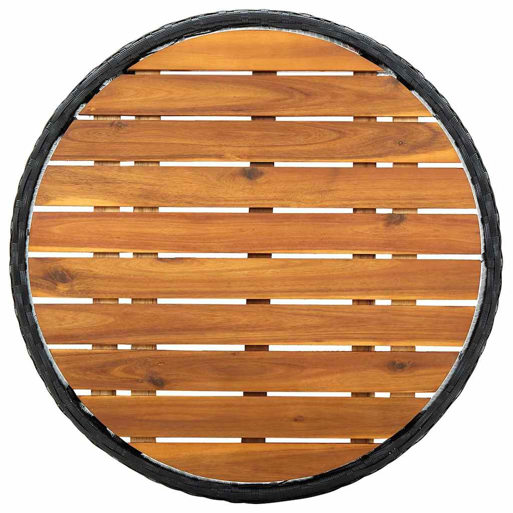 3-tlg. Garten-Bistro-Set mit Kissen Schwarz Poly Rattan