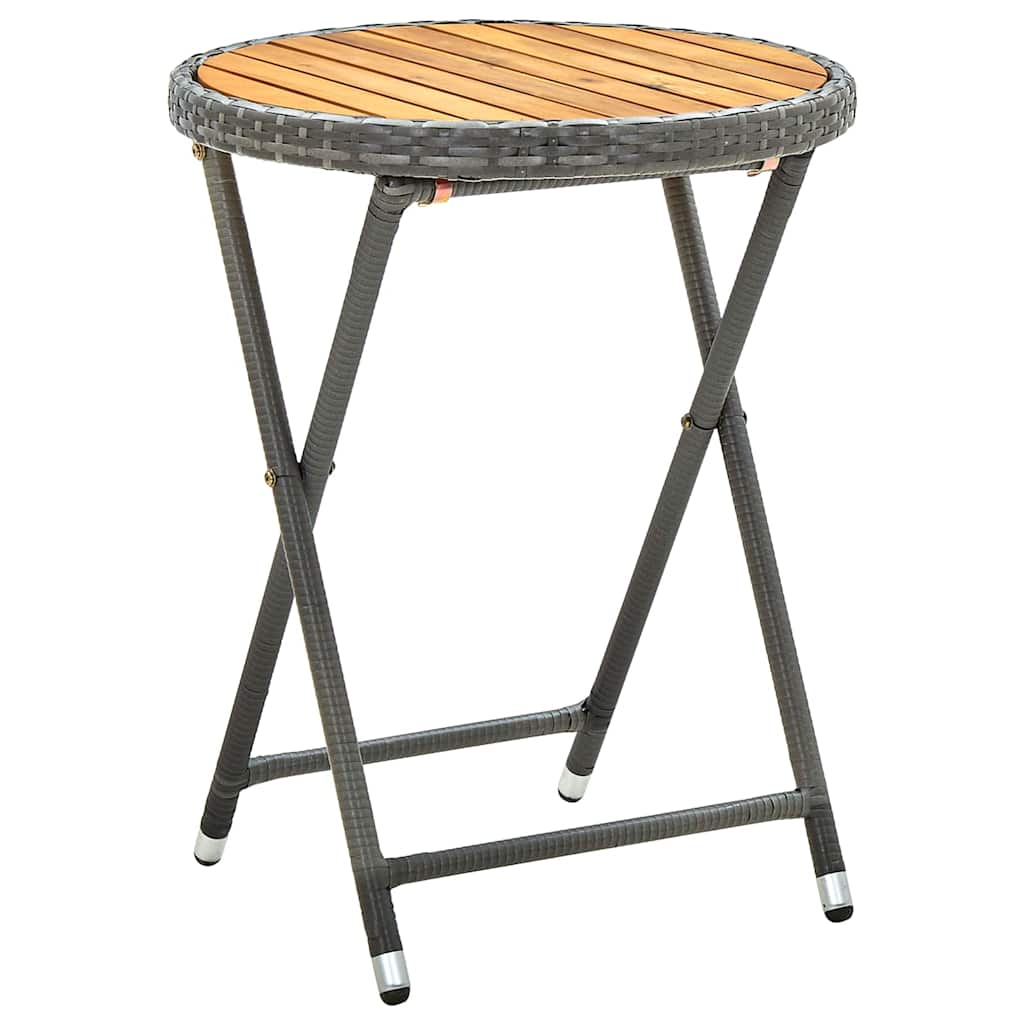 3-tlg. Garten-Bistro-Set mit Kissen Grau Poly Rattan