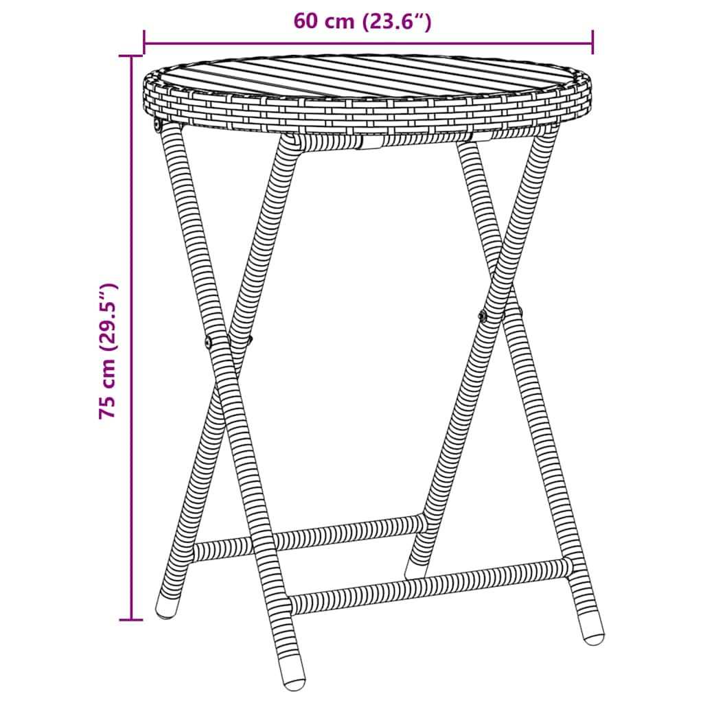 3-tlg. Garten-Bistro-Set mit Kissen Grau Poly Rattan