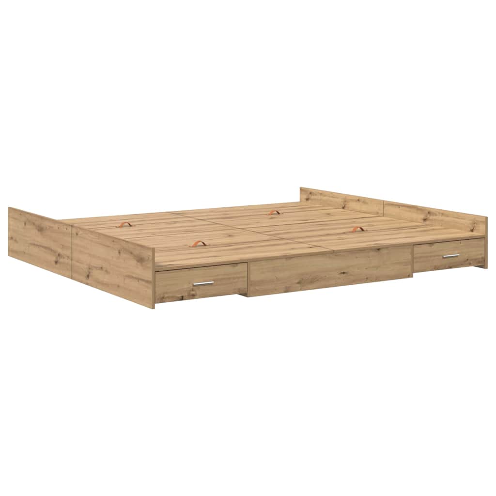 Bett mit Stauraum Eiche handwerklich 200 x 200 cm