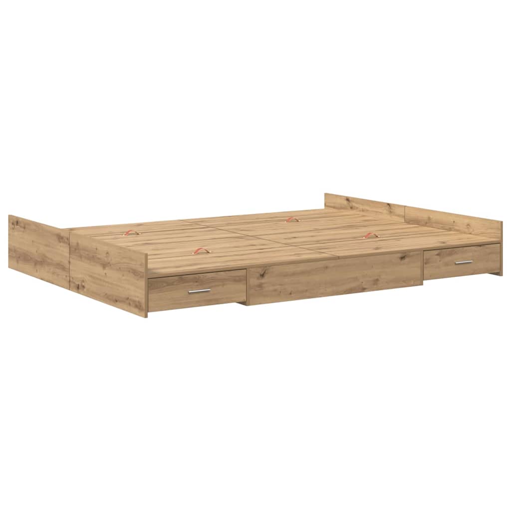 Bett mit Stauraum Eiche handwerklich 140 x 200 cm Melamin