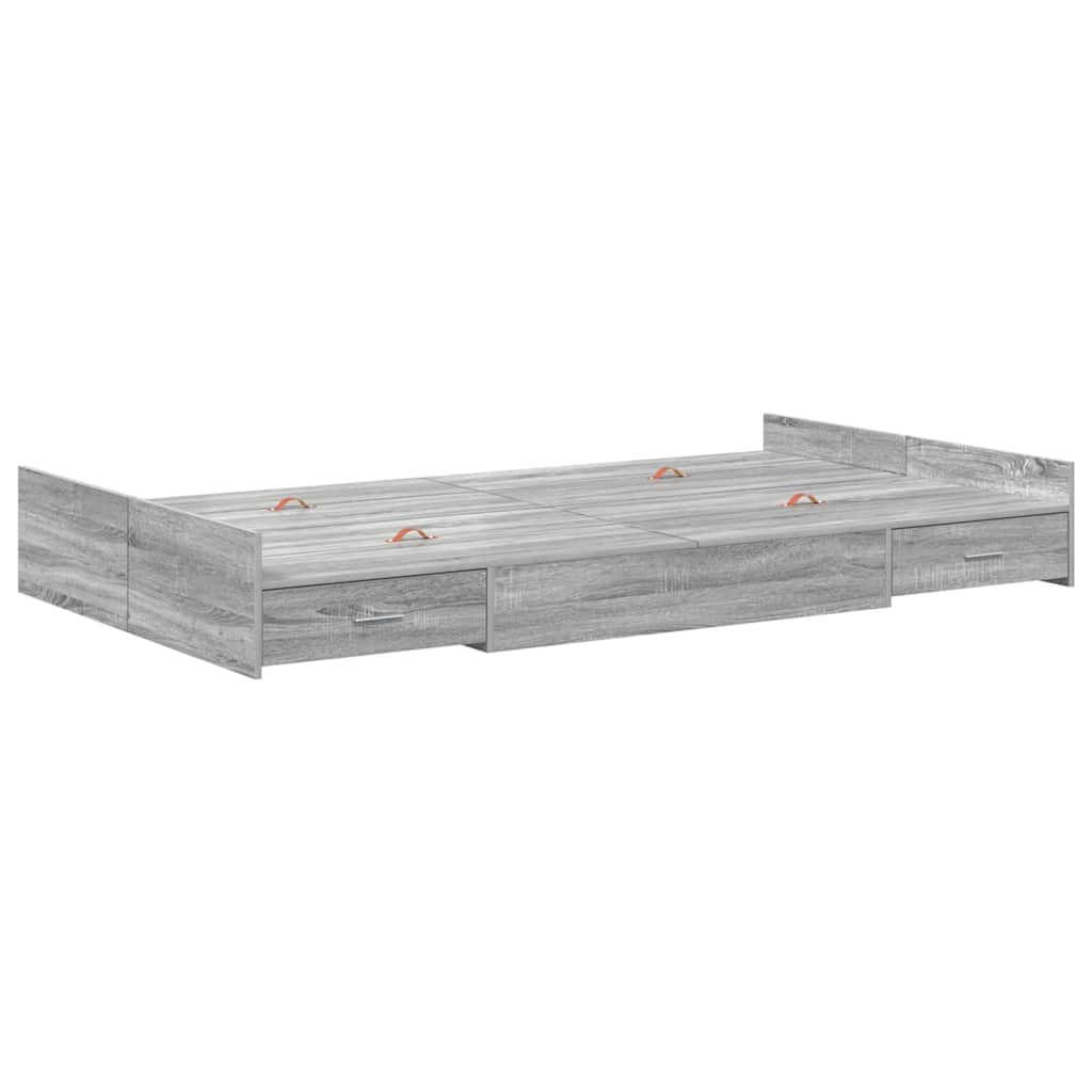 Bett mit Stauraum Grau Sonoma 120 x 200 cm Melaminplatte