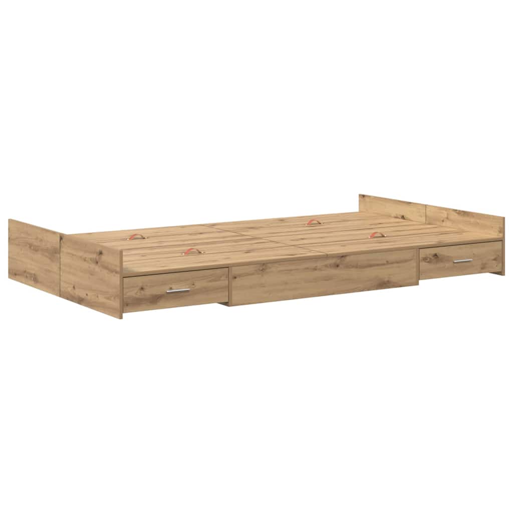 Bett mit Stauraum Eiche handwerklich 120 x 200 cm Melamin