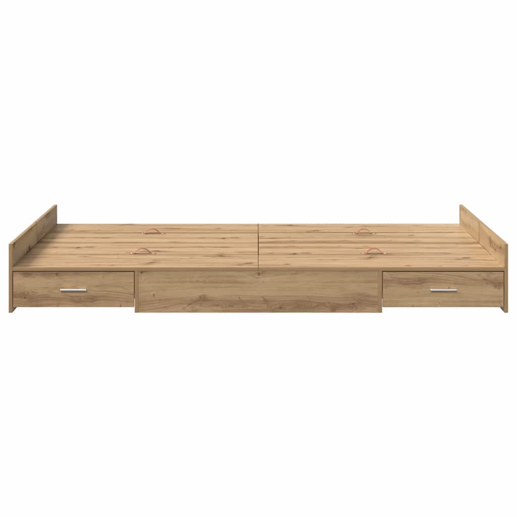 Bett mit Stauraum Eiche handwerklich 120 x 200 cm Melamin