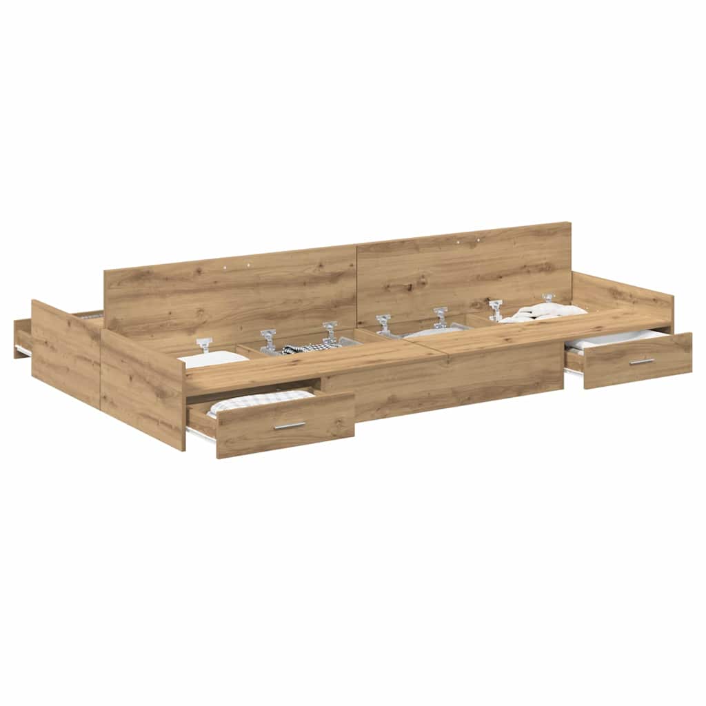 Bett mit Stauraum Eiche handwerklich 120 x 200 cm Melamin