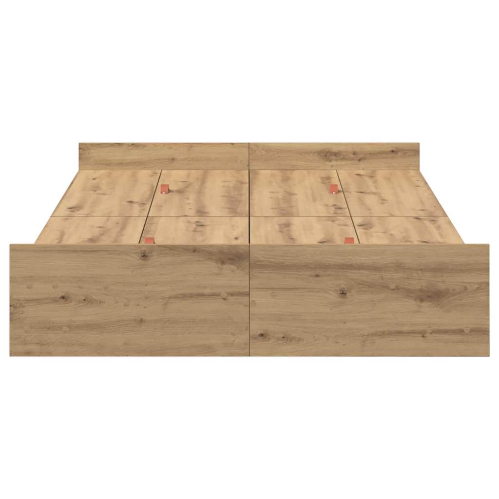 Bett mit Stauraum Eiche handwerklich 120 x 200 cm Melamin
