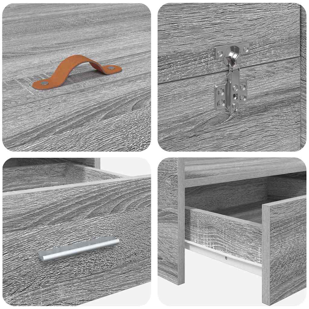 Bett mit Stauraum Grau Sonoma 140 x 190 cm Holzwerkstoff