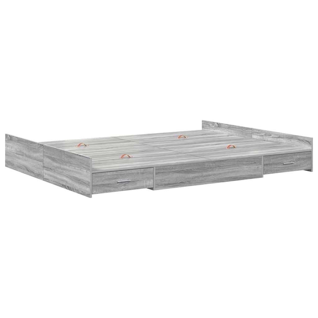 Bett mit Stauraum Grau Sonoma 140 x 190 cm Holzwerkstoff