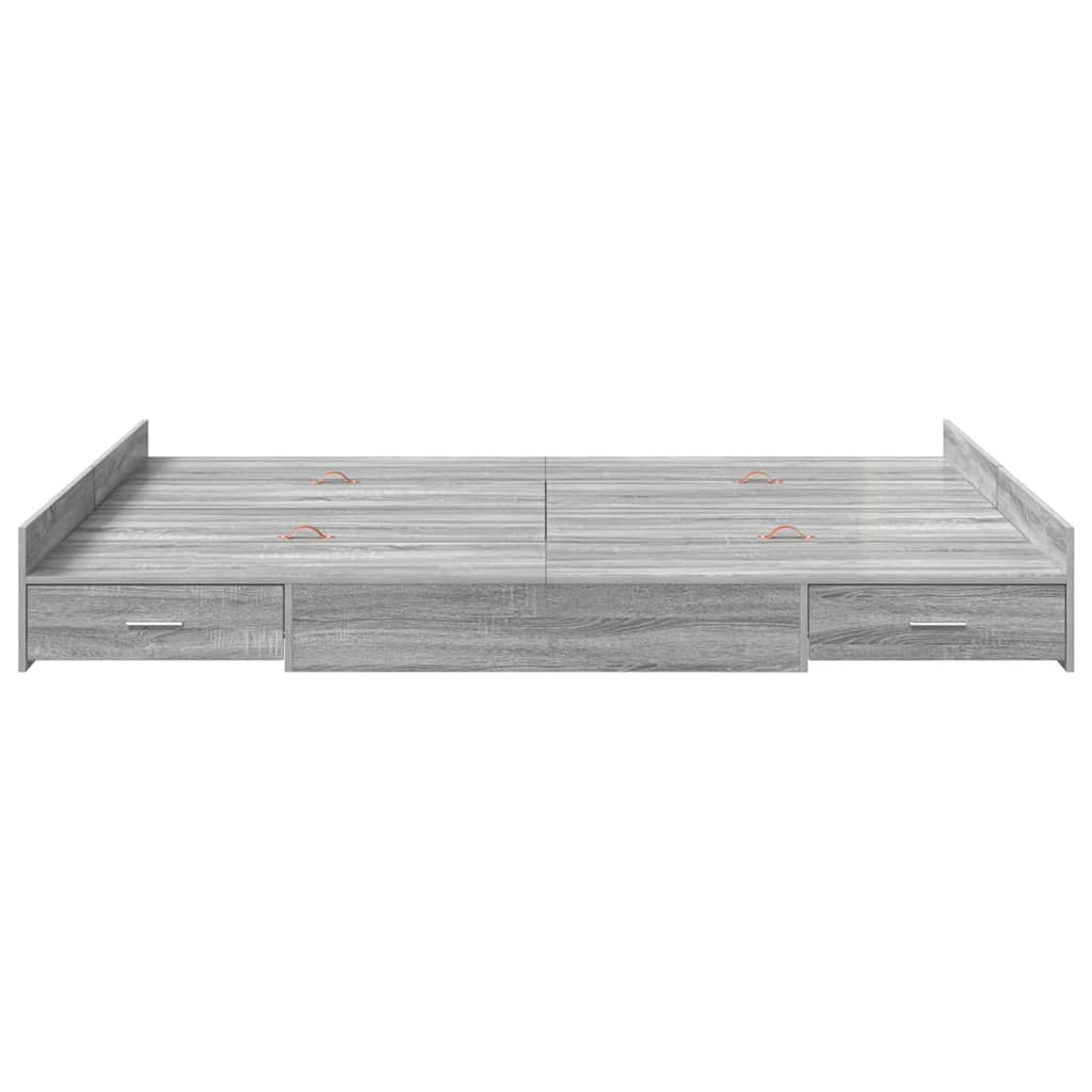 Bett mit Stauraum Grau Sonoma 140 x 190 cm Holzwerkstoff