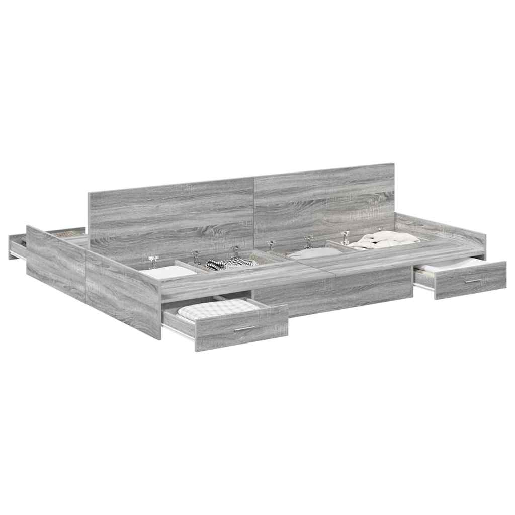 Bett mit Stauraum Grau Sonoma 140 x 190 cm Holzwerkstoff